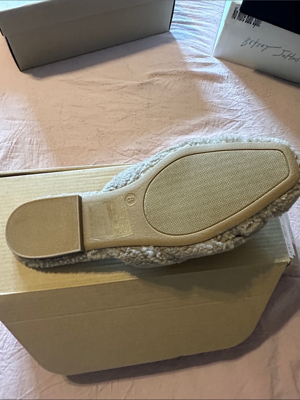 Cozy Shearling Open-Toe Slipper Slide — Taupe - Picture 5 of 6
